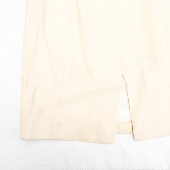 Albert Nipon Contrast Yellow Trim Beige Shift Dress Wool Size 4 - Picture 3 of 7